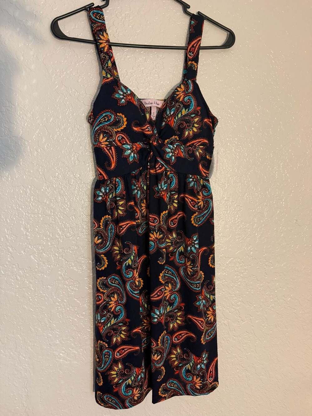 Harlow & Rose Dress Size S Navy Paisley Twist Front Sleeveless